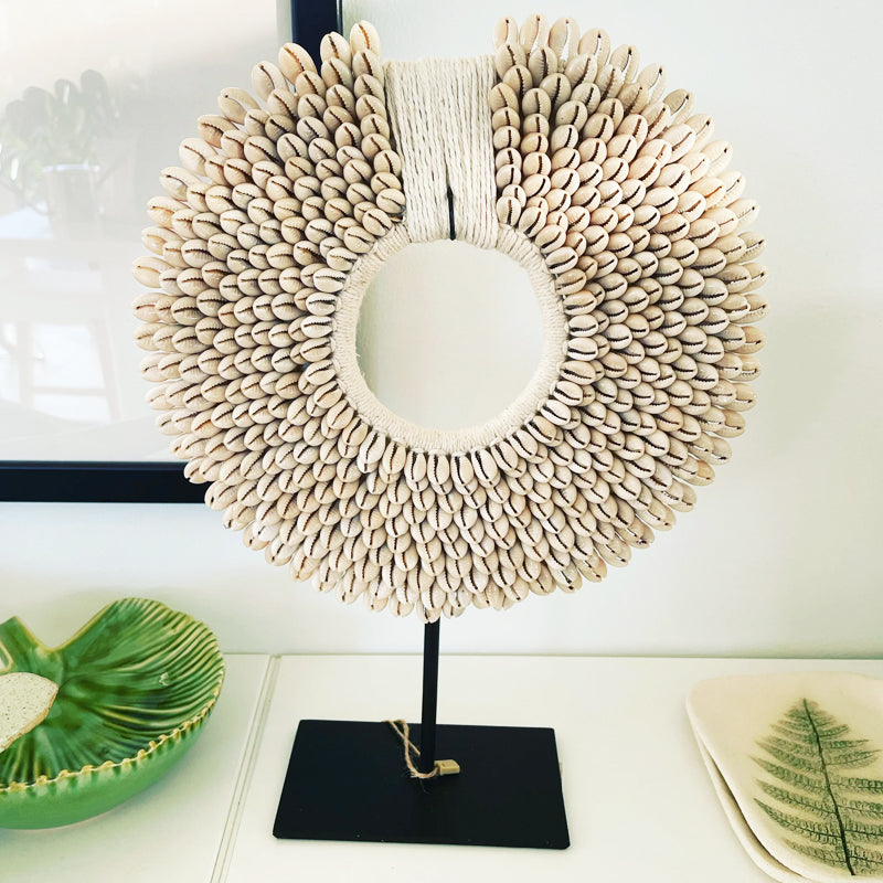 Shell Decor on Stand Cowrie Sunrise - Small