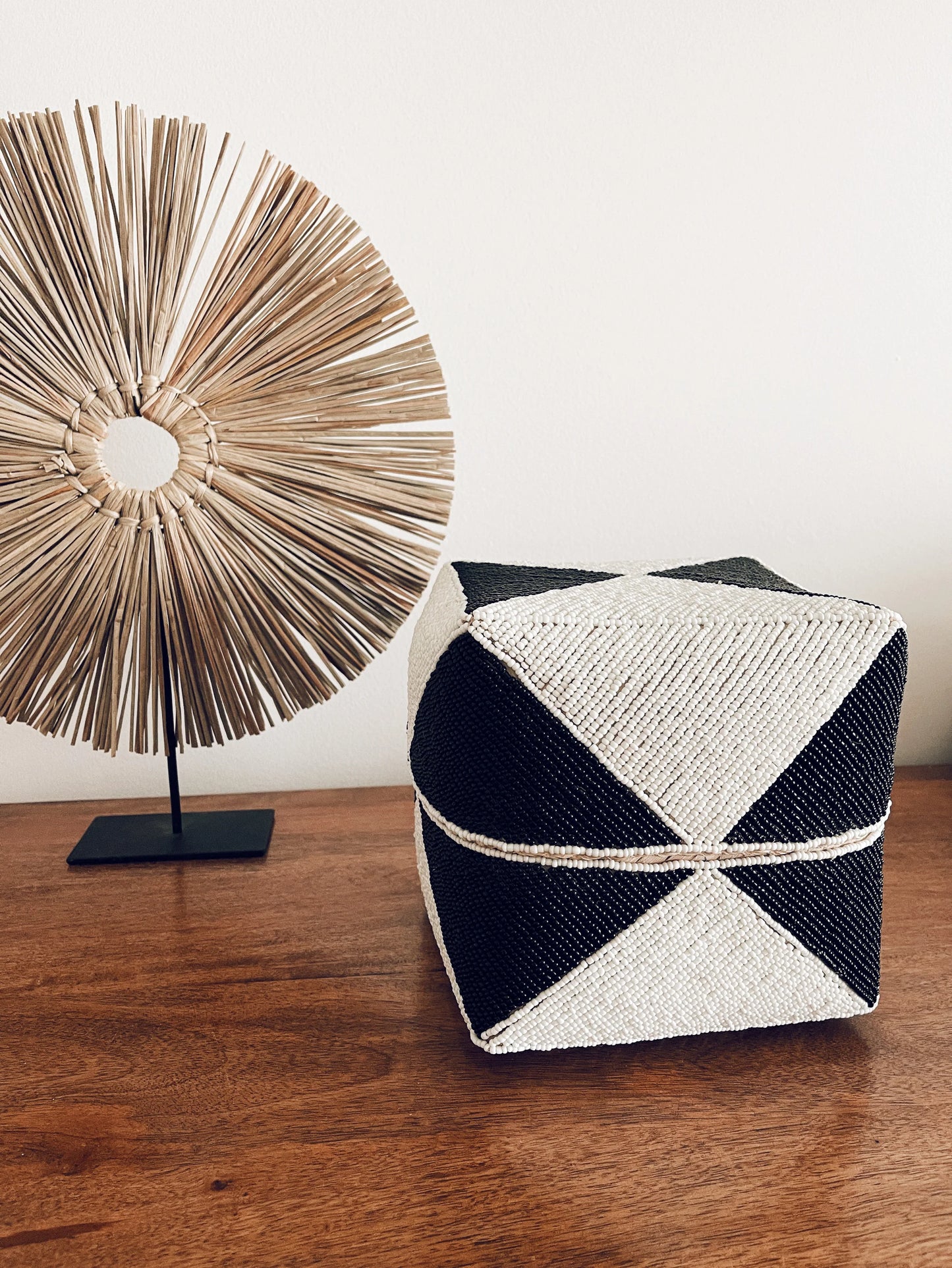 Melasti Beaded Box Black & White - Set of 3