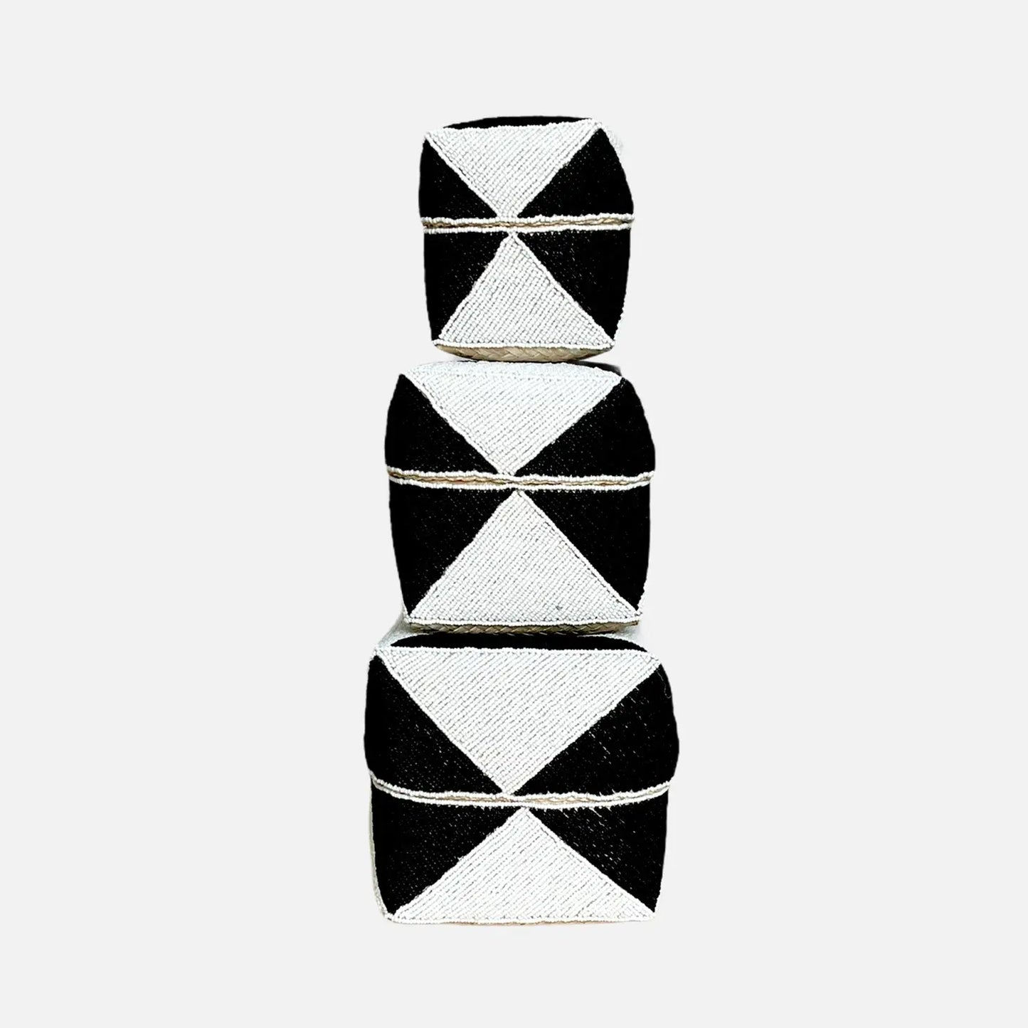 Melasti Beaded Box Black & White - Set of 3