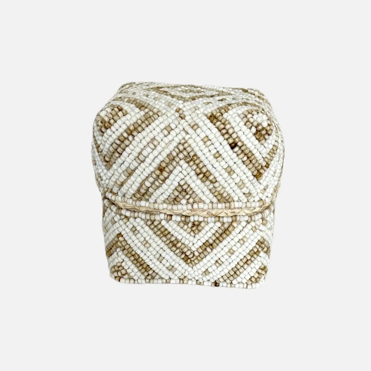 Melasti Beaded Box - White and Gold