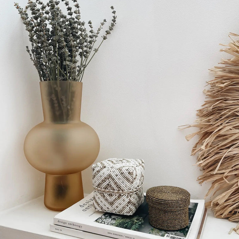 Melasti Beaded Box - White and Gold