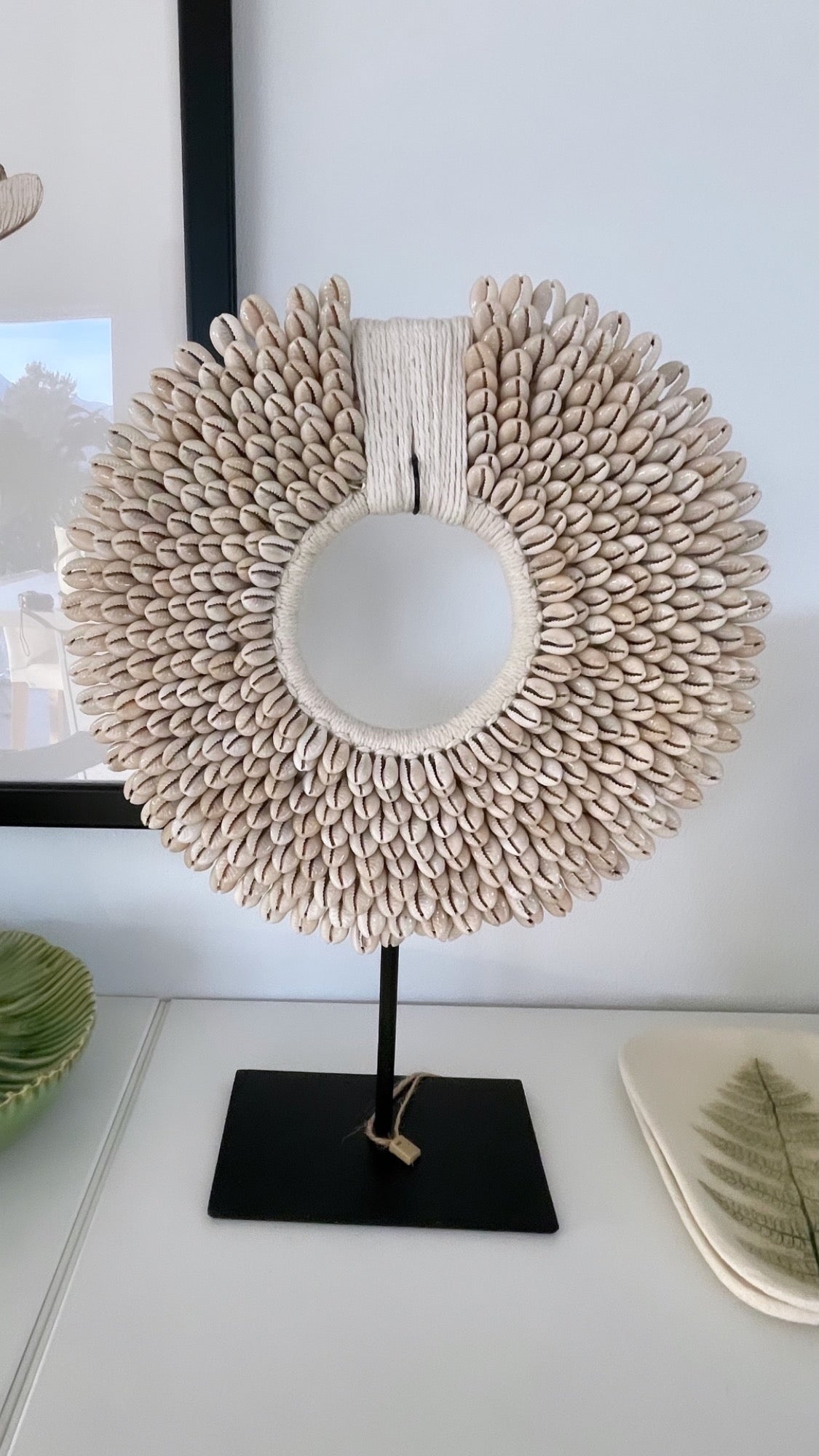Shell Decor on Stand Cowrie Sunrise - Small
