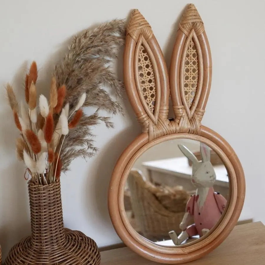 Rattan Bunny Mirror